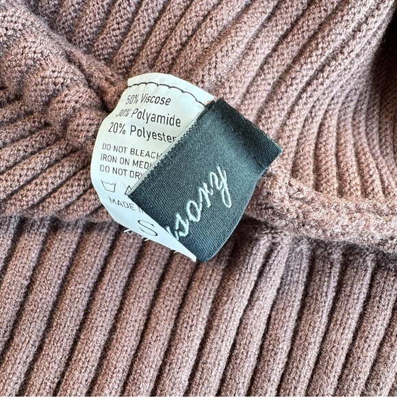 LILLUSORY Turtleneck Oversized Ribbed Tunic Sweater Chocolate Brown S Casual - Picture 14 of 15
